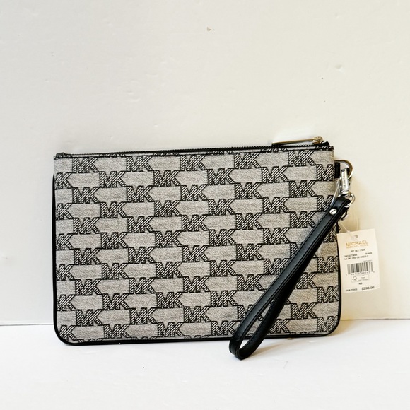 Michael Kors Jet Set Item Large 2 in 1 Card Case Wristlet Clutch MK Black Multi - Picture 5 of 13